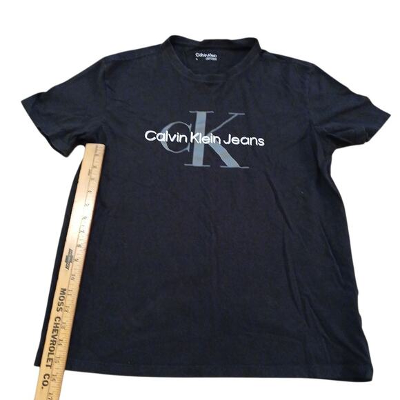 CK Calvin Klein Jeans Black Short Sleeve T-Shirt Size Medium Logo Tee READ - Picture 9 of 9